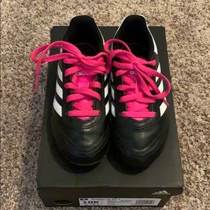 Adidas girls pink and black soccer cleats